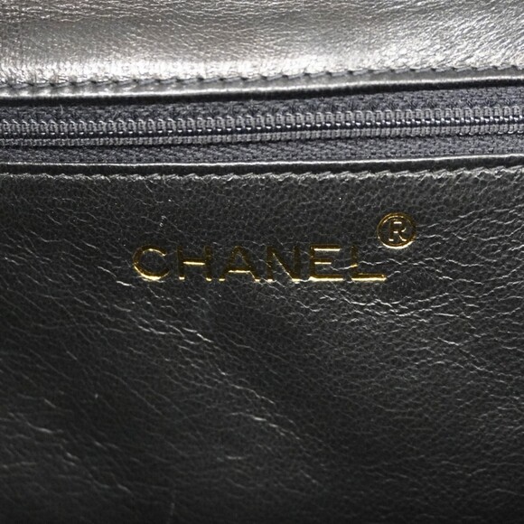 CHANEL Black Lambskin Leather Shoulder Bag